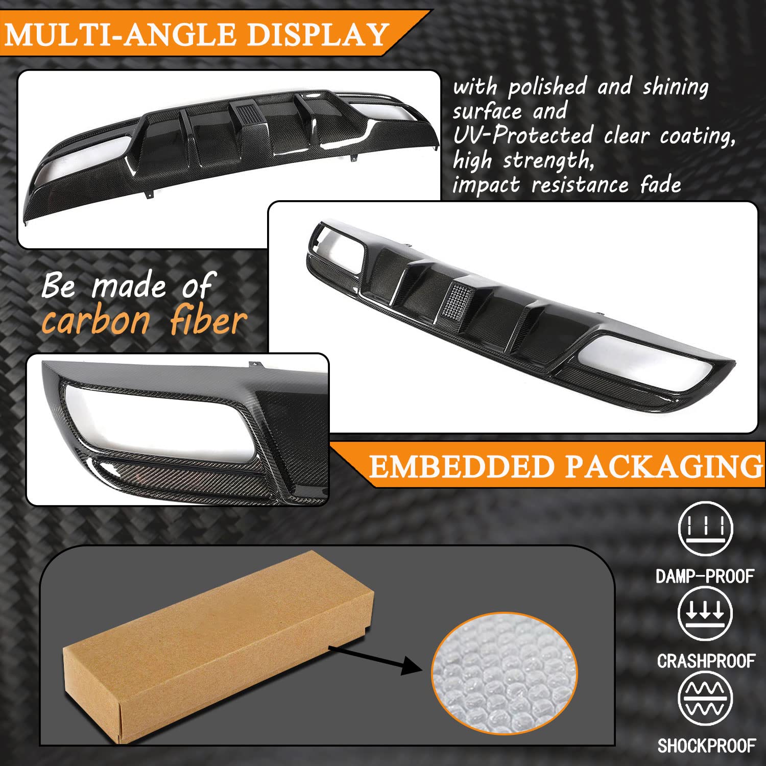 Buy MCARCAR KIT Carbon Fiber Rear Diffuser Fits for Mercedes Benz C