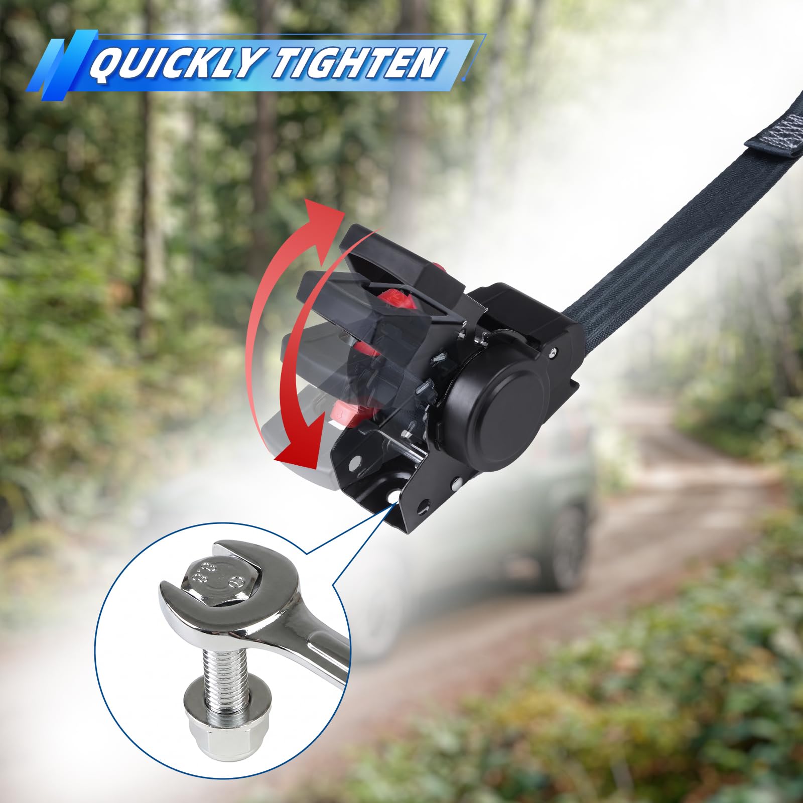 Paquete de 2 correas de trinquete retráctiles (1.5 pulgadas x 12 pies), correas de carga para maletero, motocicletas de garaje, ATV, remolques-WLL1,46.3 kg, BS: 1.0 kg (negro)