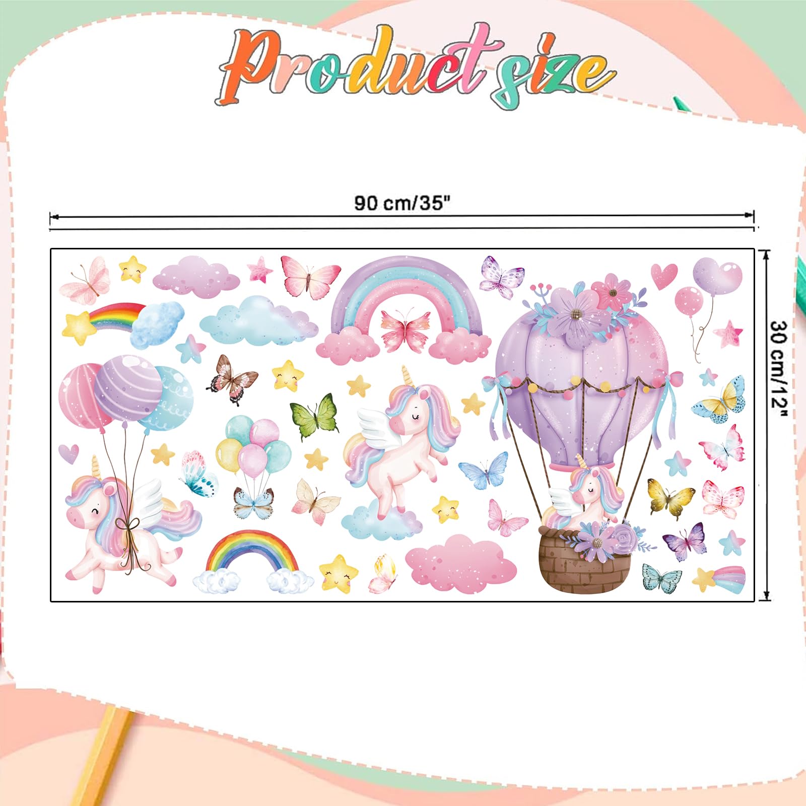 Adesivi Fluorescenti Unicorno E Stelle | Per Camera Bambini | Luminosi Al Buio | 30x60 Cm - Foto 12