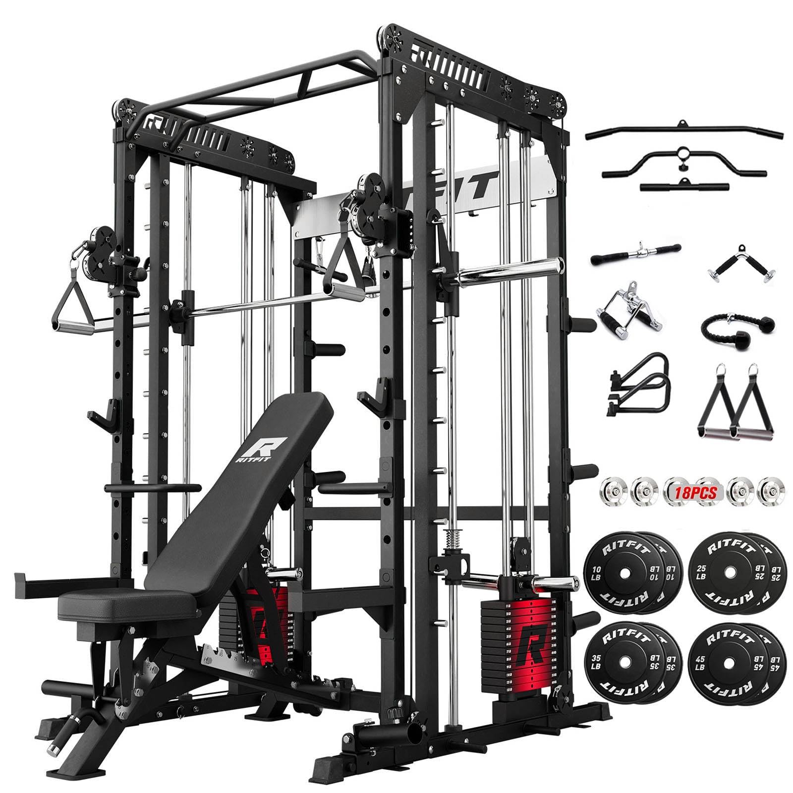 RitFit M1 Pro Smith Machine with Weight Stack Package Power Cage Home Gym
