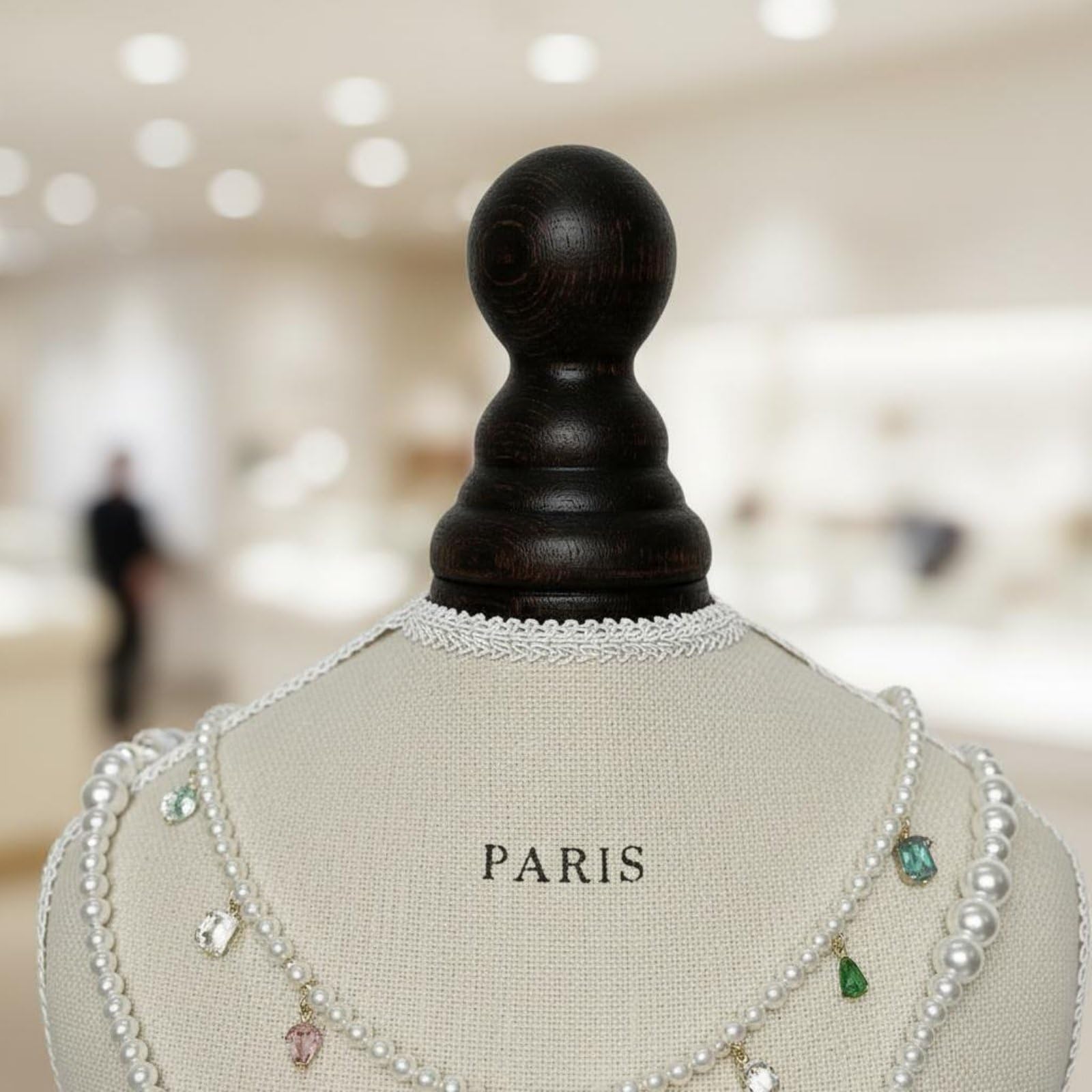 Présentoir Collier Buste Support Bijoux Mannequin Collier Porte Collier Velours Doux et Silhouette Classique avec Base , Buste De Taille Moyenne avec Base Et Texte
