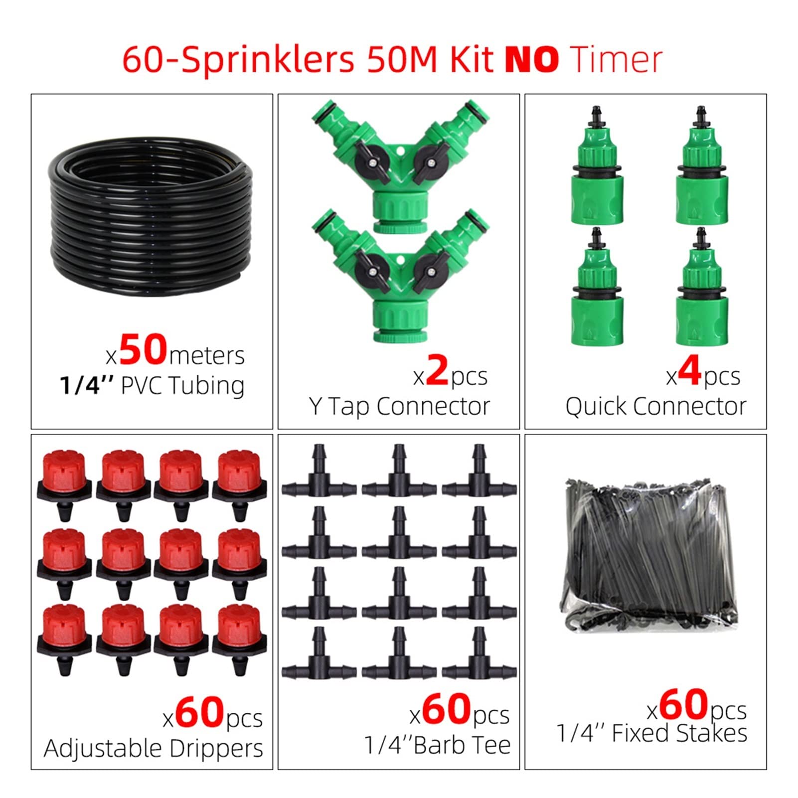 Zestaw do nawadniania kropelkowego 50 m automatyczne nawadnianie ogrodowe regulowany system nawadniania kropelkowego 4/7 mm z kontrolerem timera wody zestaw mikrokropli (kolor: B)
