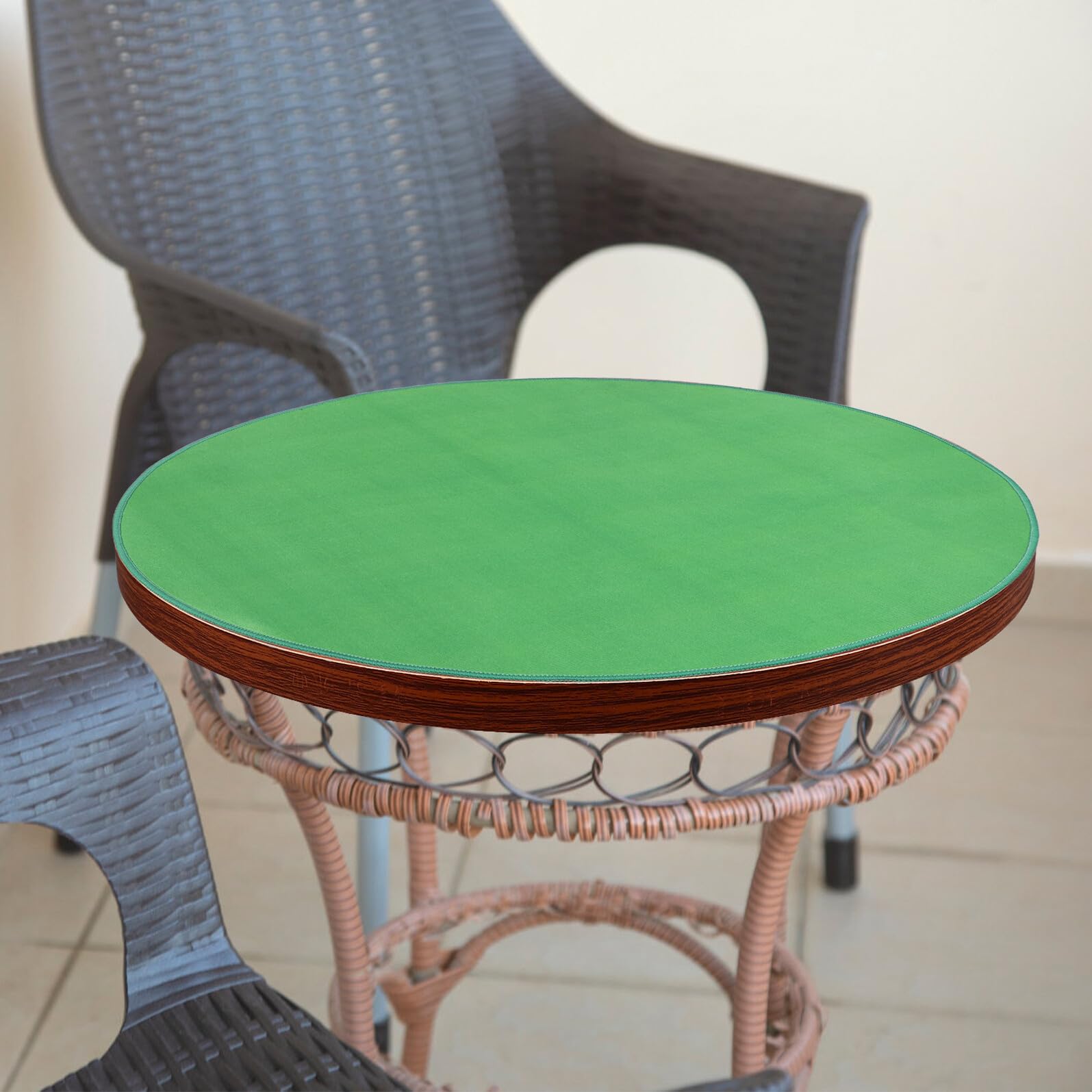 NOLITOY Tapete Redondo para Mesa de Mahjong de 78cm en Flannel Cristal Verde, Protector Fácil de Limpiar Adecuado para Jugar Cartas y Eventos Sociales
