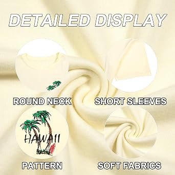Hawaiian T-Shirt for Men Tropical Beach Palm Trees Shirt Casual Vintage Tee