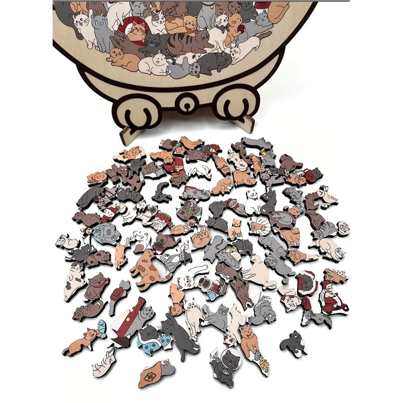 Puzzle Chat en Bois De 135 Pièces, 23,7x21,8cm, Puzzles Animal Irrégulier Amusant, Jouets Interactifs Créatifs, pour Amoureux des - Jeux - Jouets