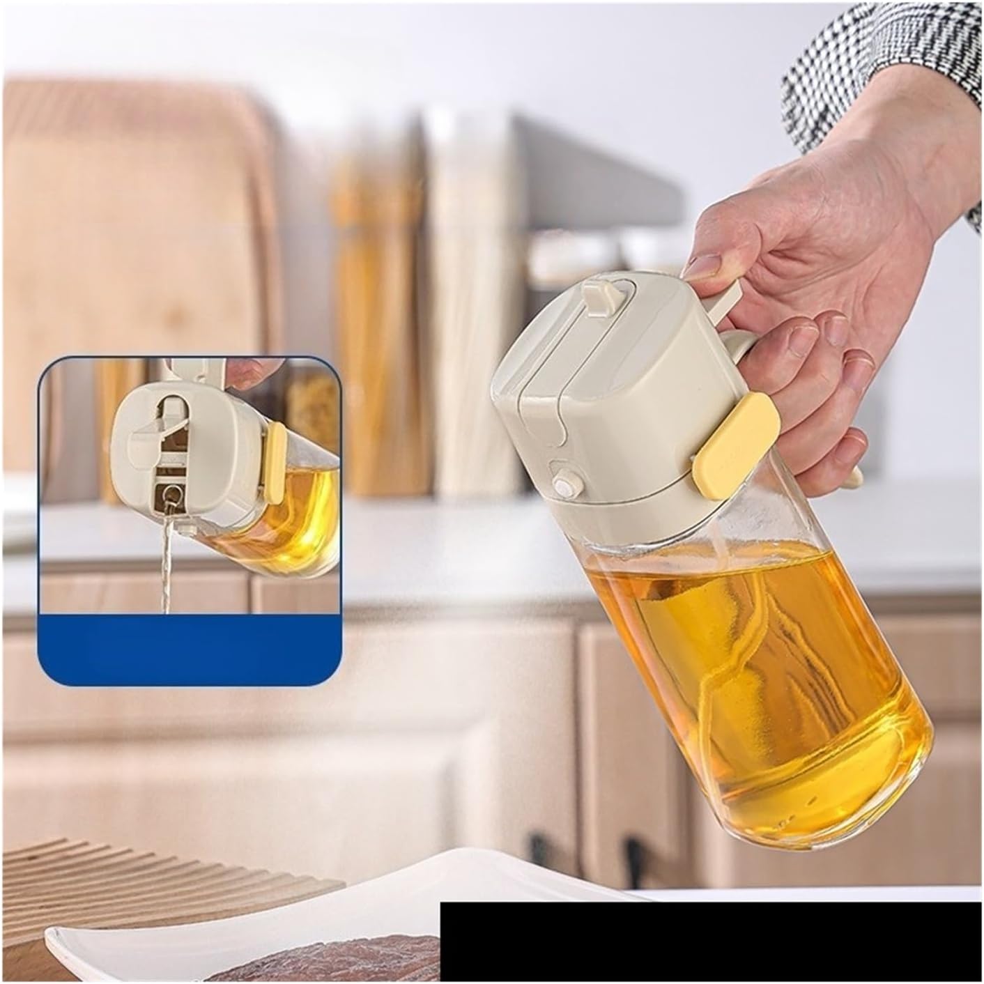 Glass Oil Spray Bottle - Leak-proof Cooking Oil Dispenser with Atomized Spray for Kitchen Use