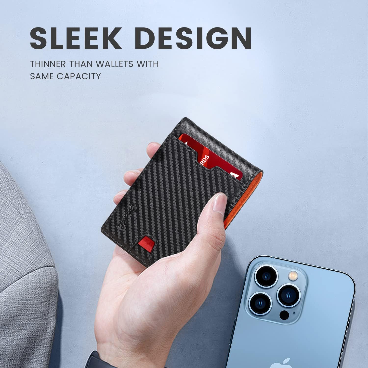 Zitahli Mens-Wallet-Slim-Leather-RFID Blocking Wallet for Men Minimalist Bifold Credit Card Holder with Gift Box - Image 3