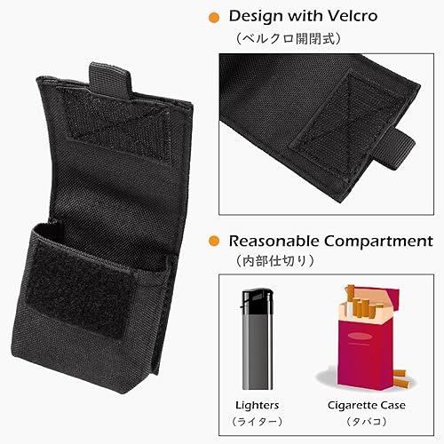 Miniatura 3 de TRIWONDER Bolso táctico para cigarrillos MOLLE pequeño, bolsa militar, estuche para baterías, porta tarjetas EDC, tarjetero, ranura para encendedor,