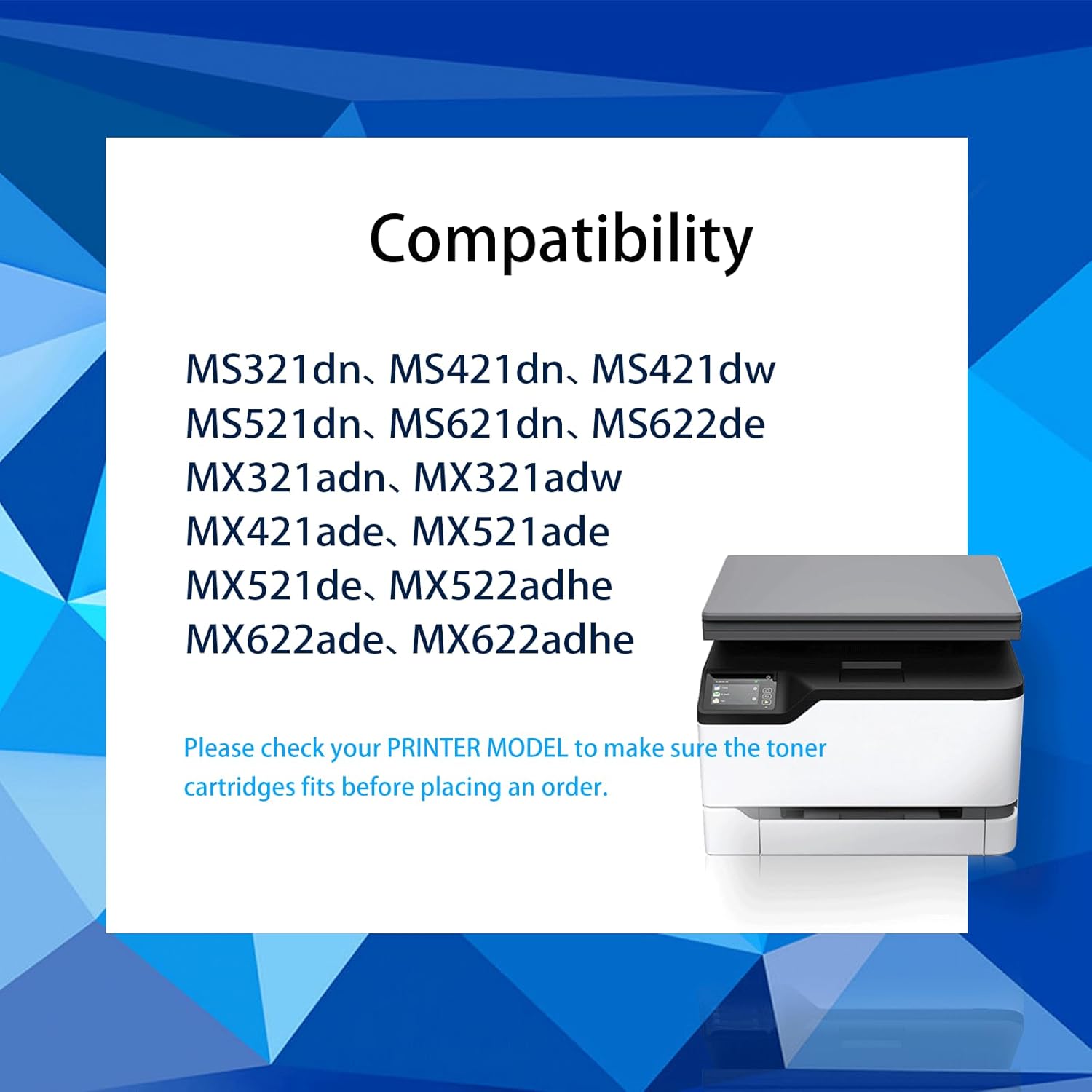 56F1H00 High Yield Toner Cartridge 15000 Pages (with Chip) Compatible with Lexmark 56F1H00 56F1000 for MS321 MS421 MS521 MS421dn MS321dn MS521dn MS621 MX521 MS622 MX421 MX622 MX622 MX522 Printer