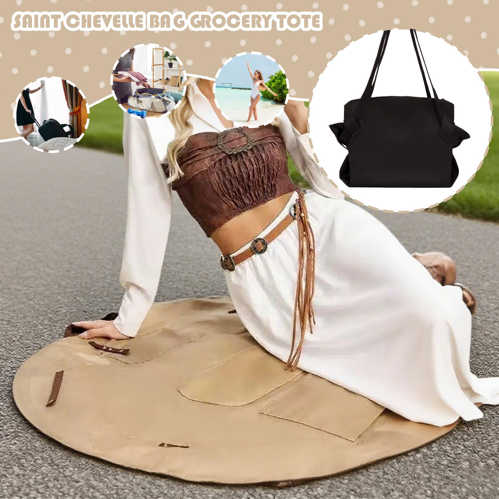 Generisch Sacchetti per alimenti riutilizzabili | Borse da viaggio | Borsa pieghevole per spostare giorno all'aperto Picnic Supermercato Travel Fitness Class Trade Show