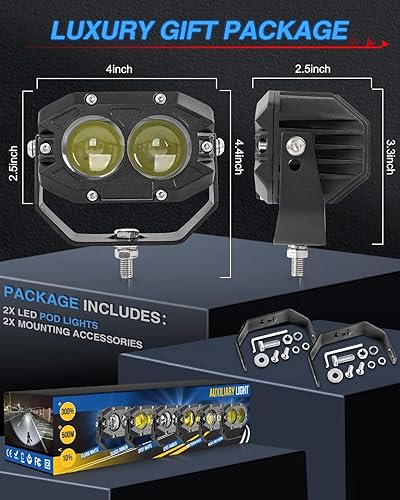 Miniatura 6 de BraveWAY Luces LED de 4 pulgadas de 80 W 9600 LM haz de punto blanco todo terreno para trabajo conducción de camión camioneta motocicleta SUV ATV