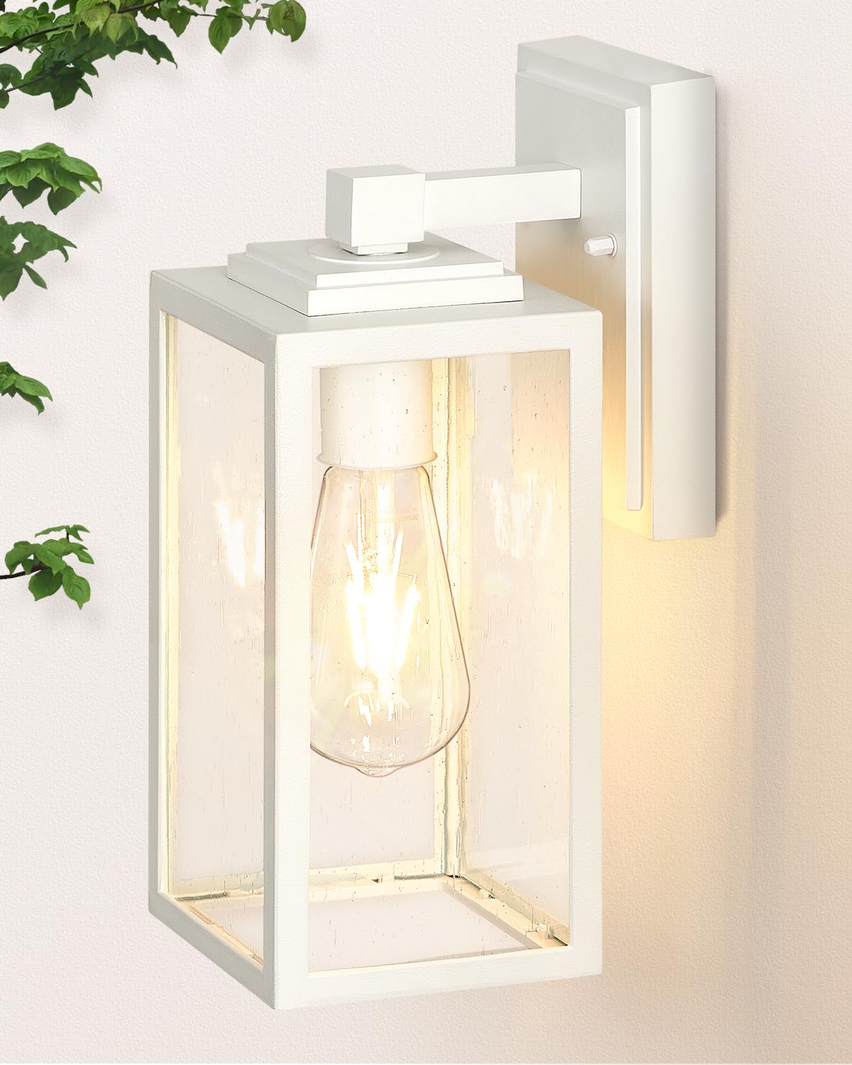 VIANIS Outdoor Lights for Porch, White Outdoor Wall Lights Wall Mount, Waterproof Outdoor Lights for House with Tempered Seed Glass, Garage Light for