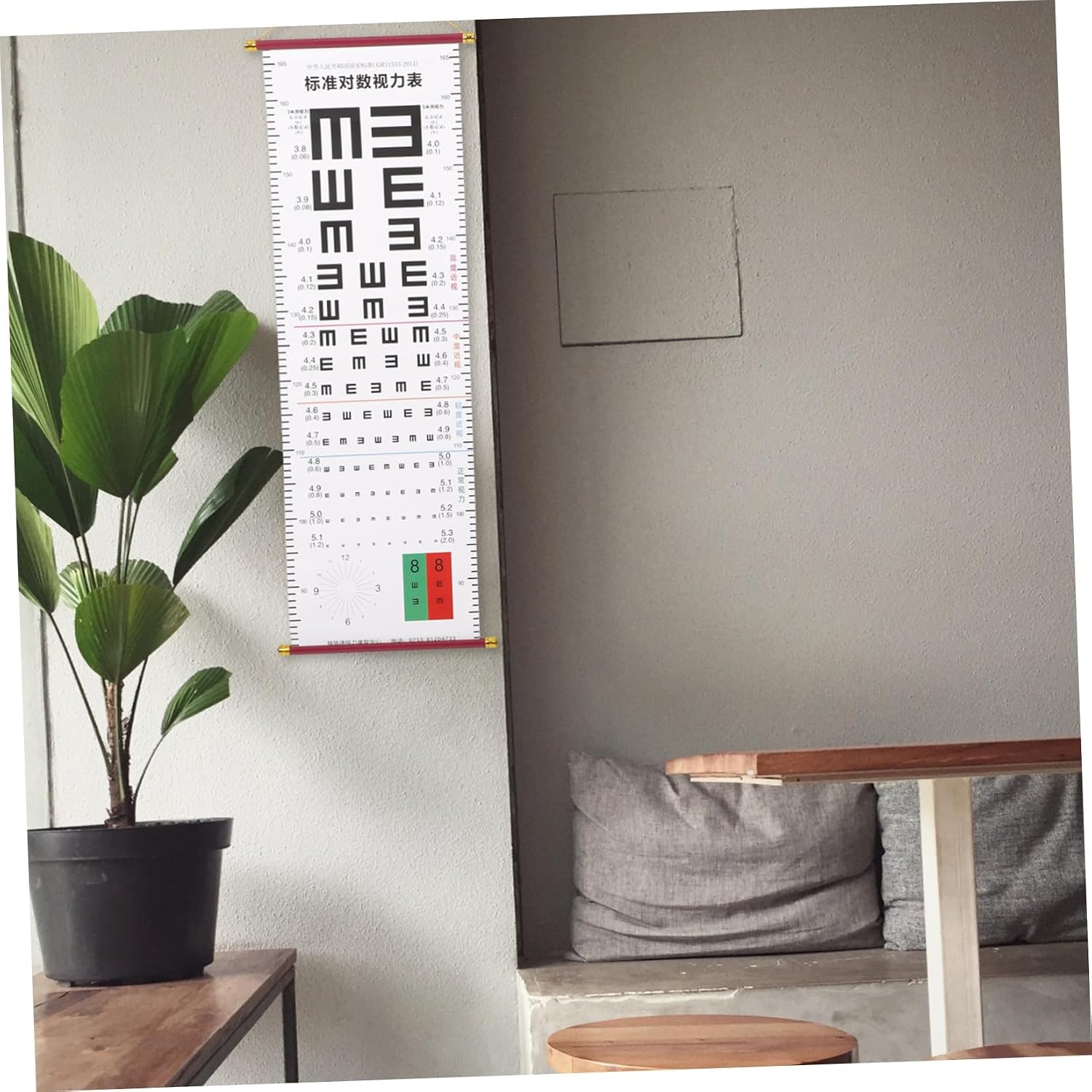 PRETYZOOM Snellen Eye Chart with Handheld Eye Occluder Pointer Lightweight Double-Sided PVC for Optometrists Testing Various Settings