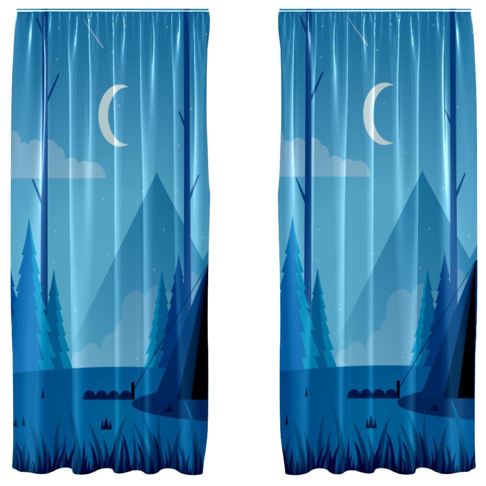 Rideaux décoratifs légers bleu nuit passe-tringle pour masquer le vis-à-vis sans assombrir