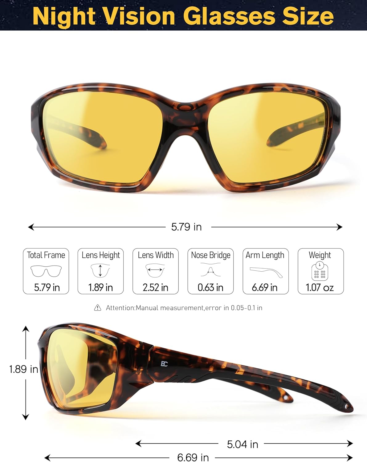 BIRCEN Night Vision Glasses for Driving: Running Cycling Sport Night Anti Glare Yellow Glasses for Men Women - Image 2