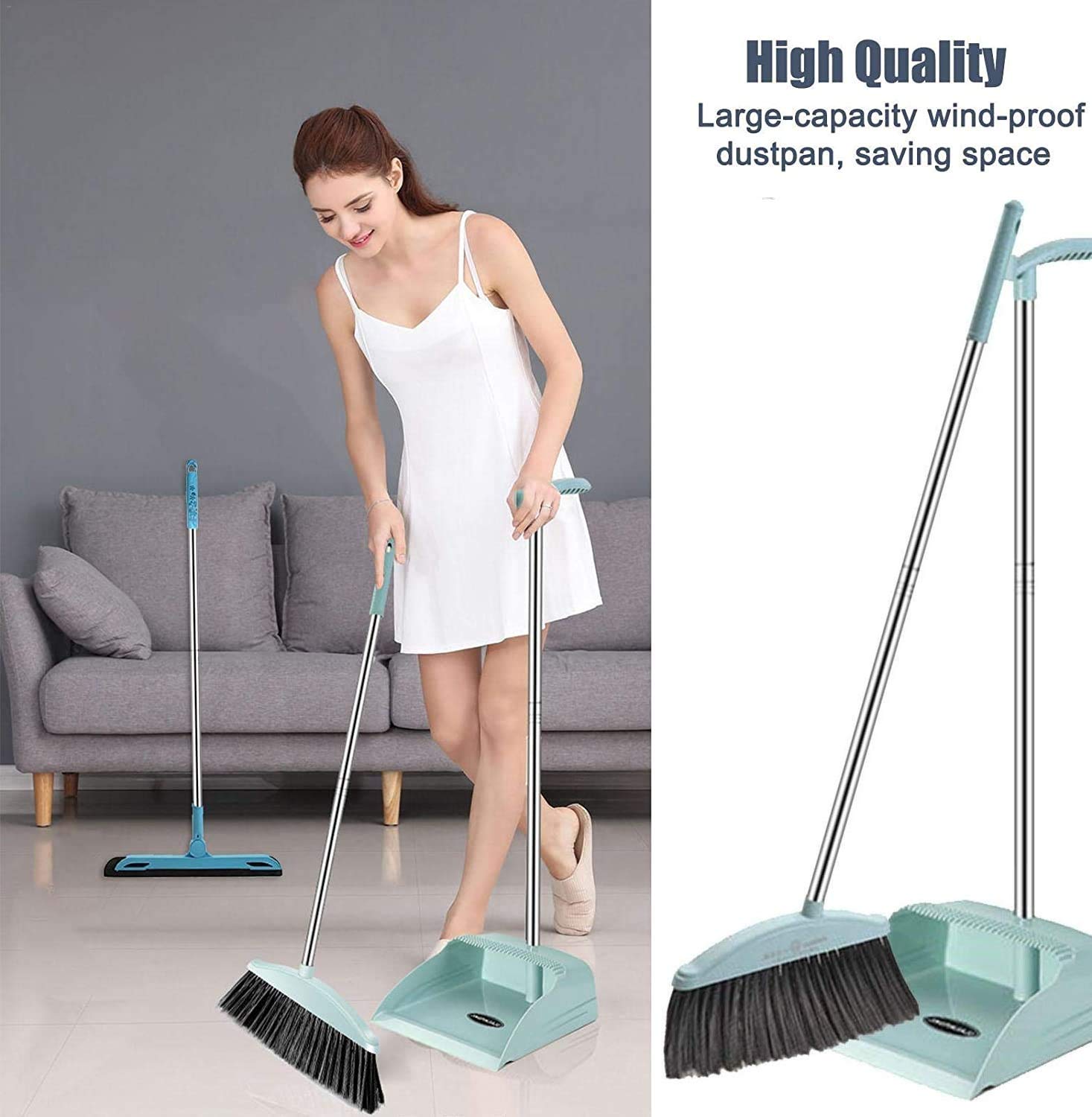 TRADY Long Handled Broom Brush and Dustpan (Pattern no.2) 4