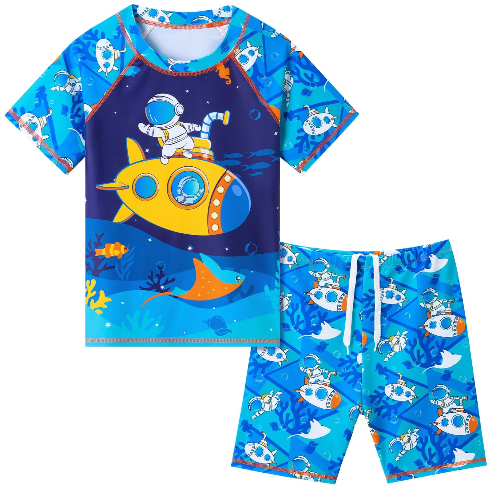 UV Shirt Set Kinder 2-teilig - Langarm Badeshirt Mit Shorts UPF 50+ Sonnenschutz