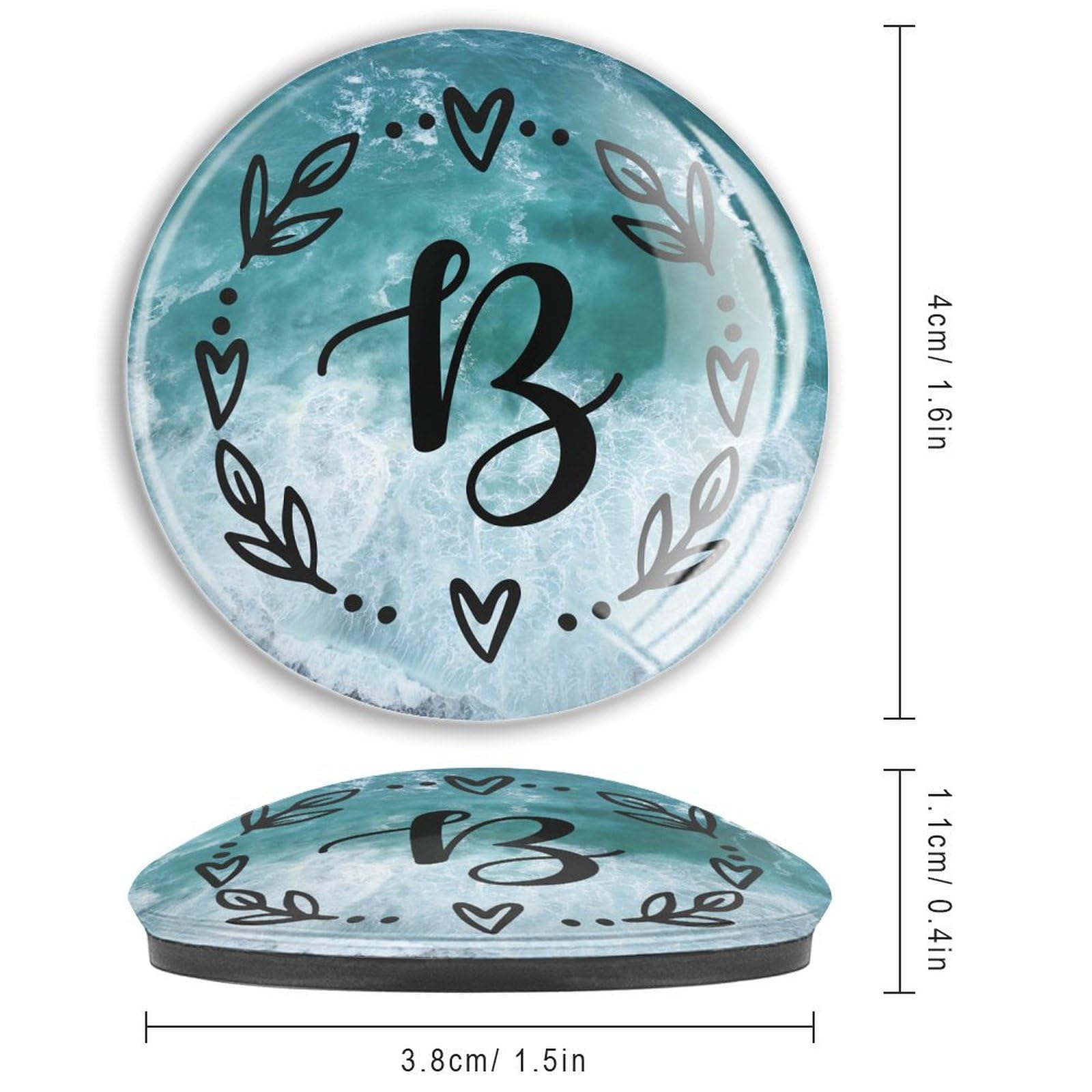 Glasmagnete mit Anfangsbuchstabe B, Kühlschrank-Monogramm, Blumenkranz, kleine Magnete, Monogramm-Buchstabe, niedliche Kühlschrankmagnete, hübsch, perfekte Kühlschrankmagnete für Haus,