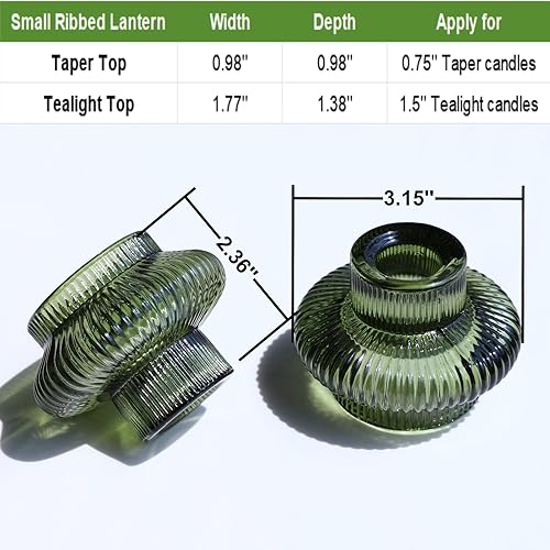 Miniatura 7 de VOHO 12 portavelas verdes para decoraciones navideñas, candelabros acanalados apilables para diferentes alturas, portavelas cónicos de doble cara y