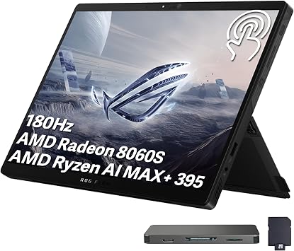 ASUS ROG Flow Z13 13.4" 180Hz WQXGA 2-in-1 Touchscreen Gaming Laptop, Ryzen AI MAX+ 395, 64GB LPDDR5X, 3TB Storage2TB SSD+1TB Docking Station Set, Backlit Keyboard, Wi-Fi 7, Win 11, Black