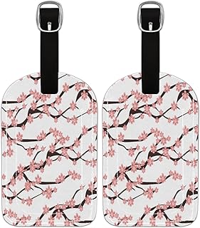 Etiqueta de bagagem PU Leahter para malas, bolsa de viagem de proteção de privacidade etiqueta etiqueta de bagagem de cerejeira padrão de flores, etiqueta de bagagem de viagem, etiqueta de identificação para mulheres homens