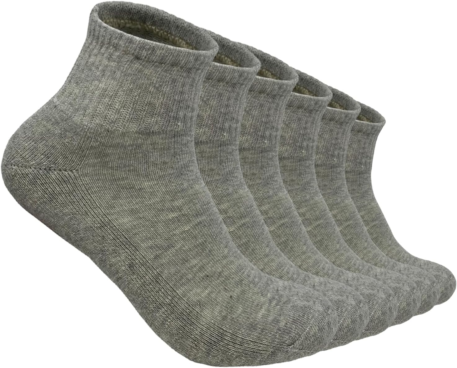 Glory Max 6 Pairs Men Cotton Solid Athletic Ankle Quarter Socks with Cushioning