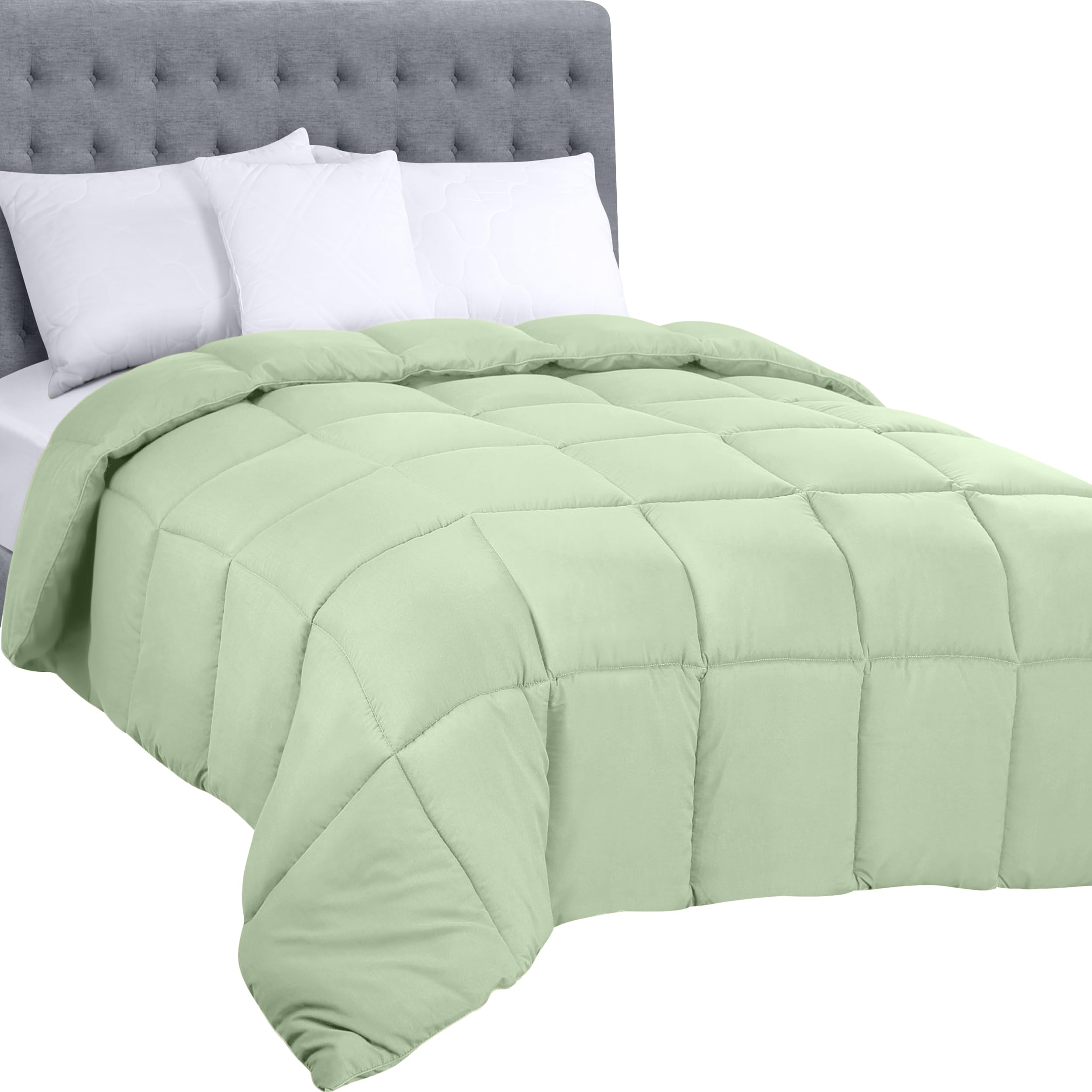 utopia bedding all season 250 gsm comforter - plush siliconized fiberfill comforter king size - box stitched (king/cal king, sage green)