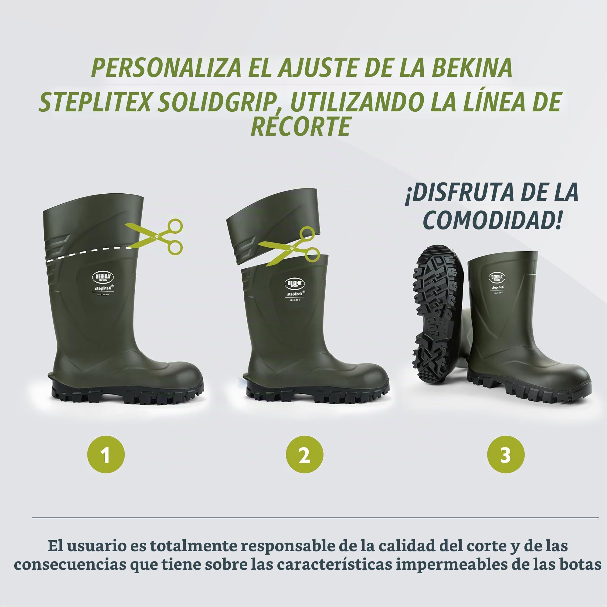 Bekina Bota de Trabajo Robusta para Mujeres y Hombres sin Puntera de Acero de Seguridad, para Uso agrícola, Garantiza una excelente adherencia, protección de Aislamiento -30 Grados, Verde, EU 43