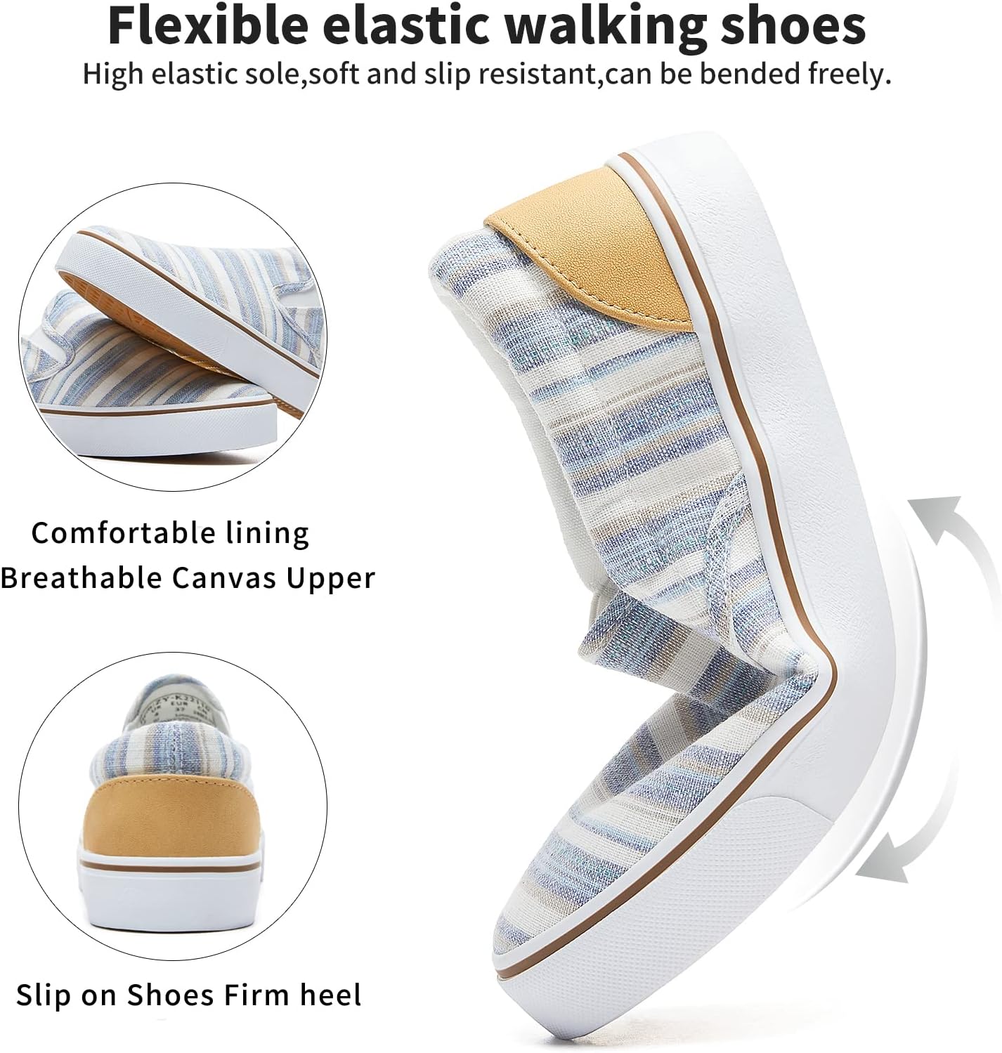 Women's Slip on Shoes Canvas Sneakers Loafers Non Slip Shoes Low Top Casual Shoes - Image 5