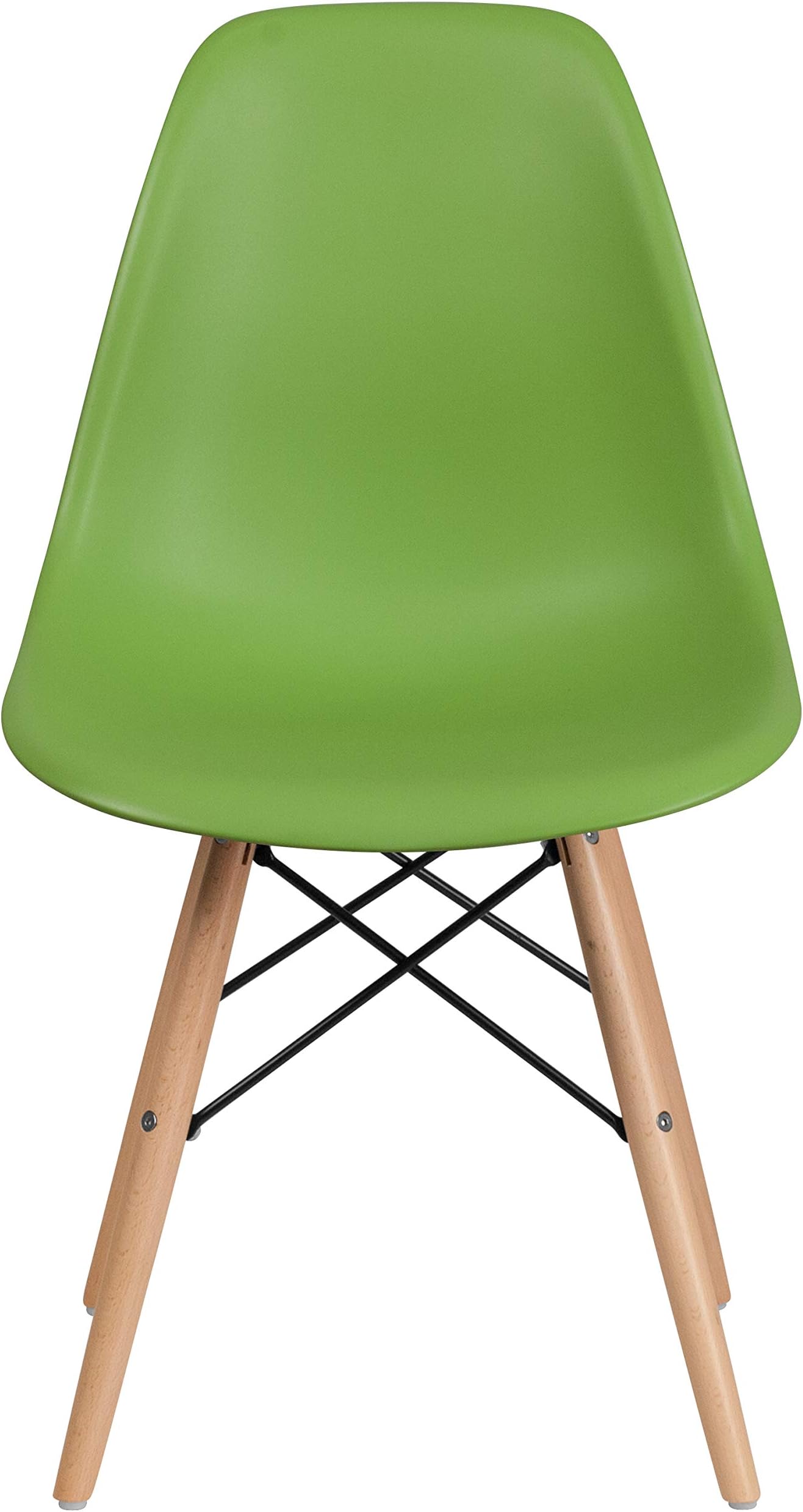 Flash Furniture 2 Pack Elon Series Green Plastic Chair with Wooden Legs for Versatile Kitchen, Dining Room, Living Room, Library or Desk Use