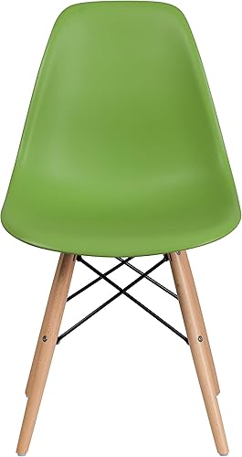 Miniatura 85 de Flash Furniture - Paquete de 2 sillas Elon Series de plástico negro con patas de madera Negro -,Gris (Moss