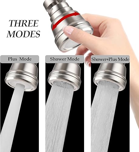 Miniatura 9 de Aireador de grifo de cocina, giratorio de 720, súper gran angular, 2 modos de salida de agua, rociador de fregadero de cocina para baño, lavabo y