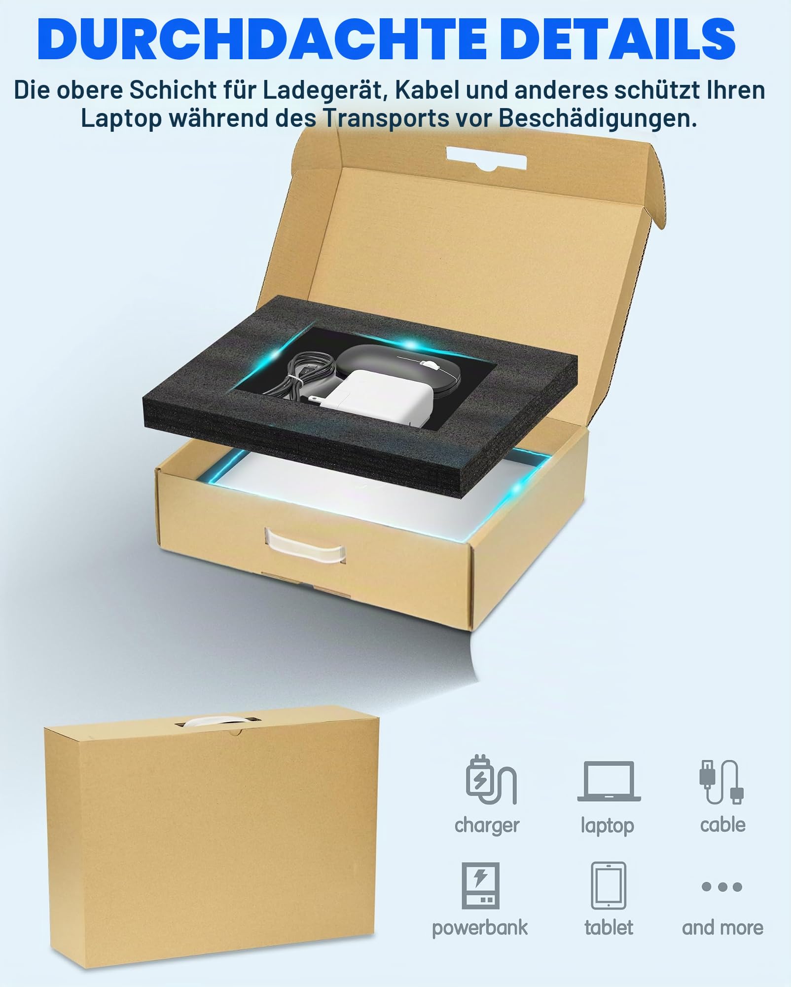 Laptopbox mit Schutzschaum für bis zu 17 Zoll Notebook, Karton Laptop Versandkarton zum Versand, sichere Versandkartons