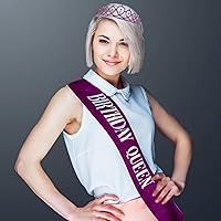 Vista 2 de CAVETEE Corona y banda de cumpleaños para mujer, banda de reina de cumpleaños y tiara de diamantes de imitación, tiaras y bandas de cumpleaños