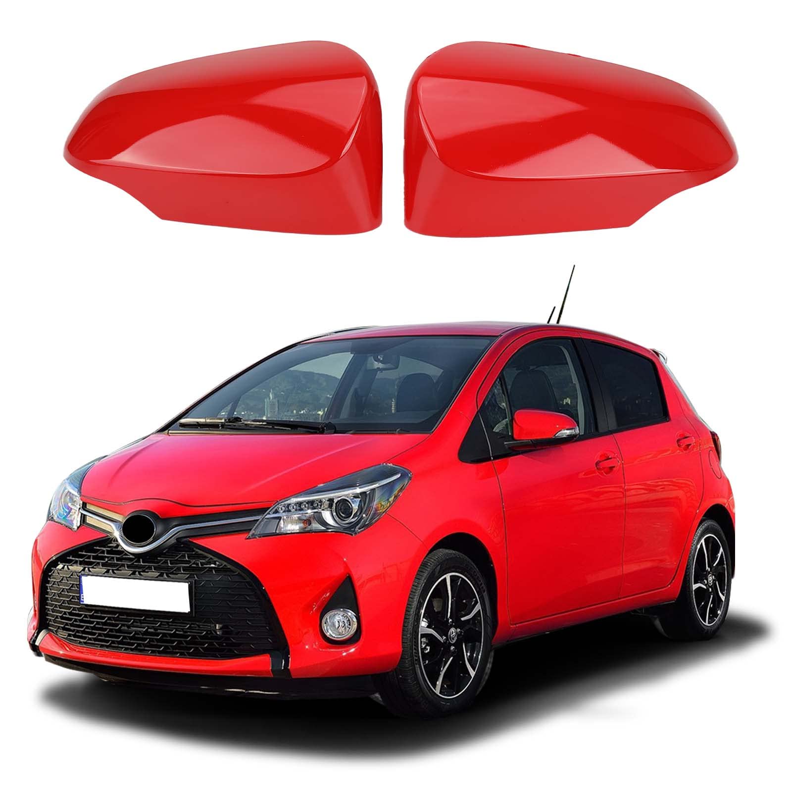 Tappi per specchietto retrovisore auto, 1 paio di tappi per specchietto retrovisore retrovisore per Toyota Yaris 2012-2019 (Rosso)