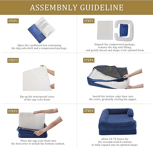 Miniatura 6 de Bedfolks Cama ortopédica para perros, sofá cama impermeable para perros medianos, sofá cama de espuma de huevo para mascotas con funda extraíble