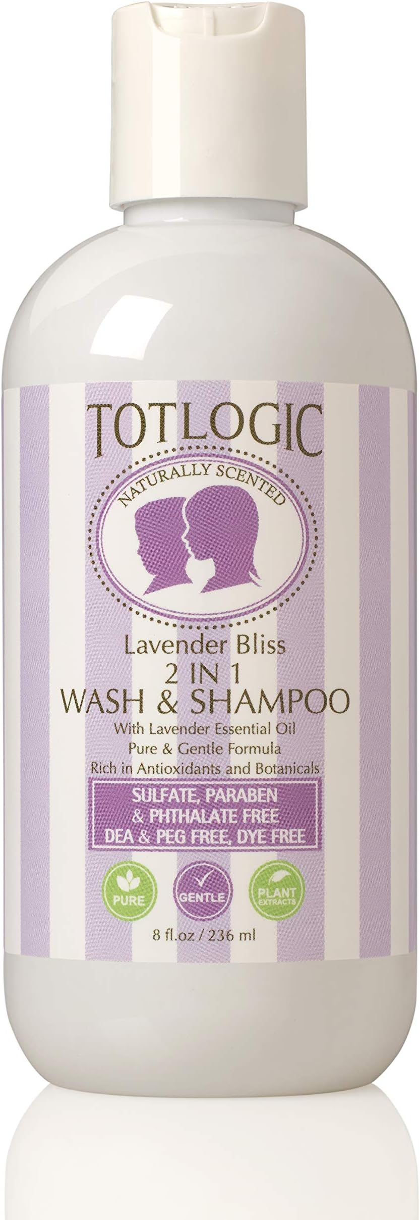 TotLogic Kids Natural 2 in 1 Body Wash and Shampoo, 8 oz | Plant Based Formula Gentle and Hypoallergenic for Sensitive Skin | Infused with Lavender Essential Oils