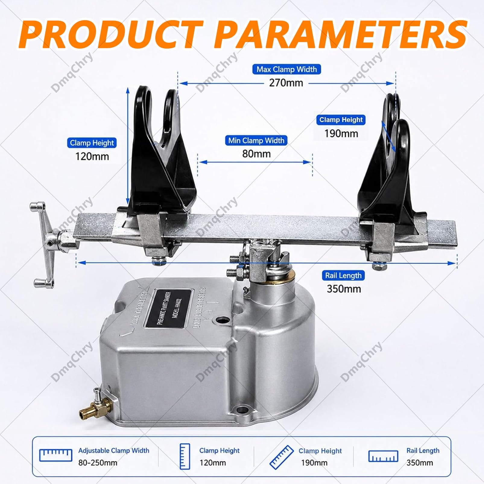 Agitador neumático de Pintura con Abrazadera Ajustable, Mezclador de Pintura accionado por Aire a 700 RPM para cubetas Redondas y cuadradas de 1 a 5 L, oscilación de 30° a Izquierda y Derecha