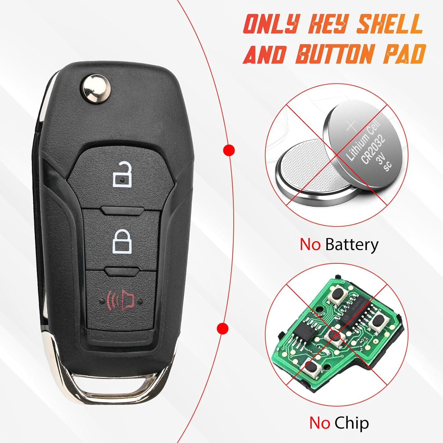 164R8134 Key Fob Shell Case Compatible with Ranger 2019 2020 2021 2022 2023 2024 2PCS