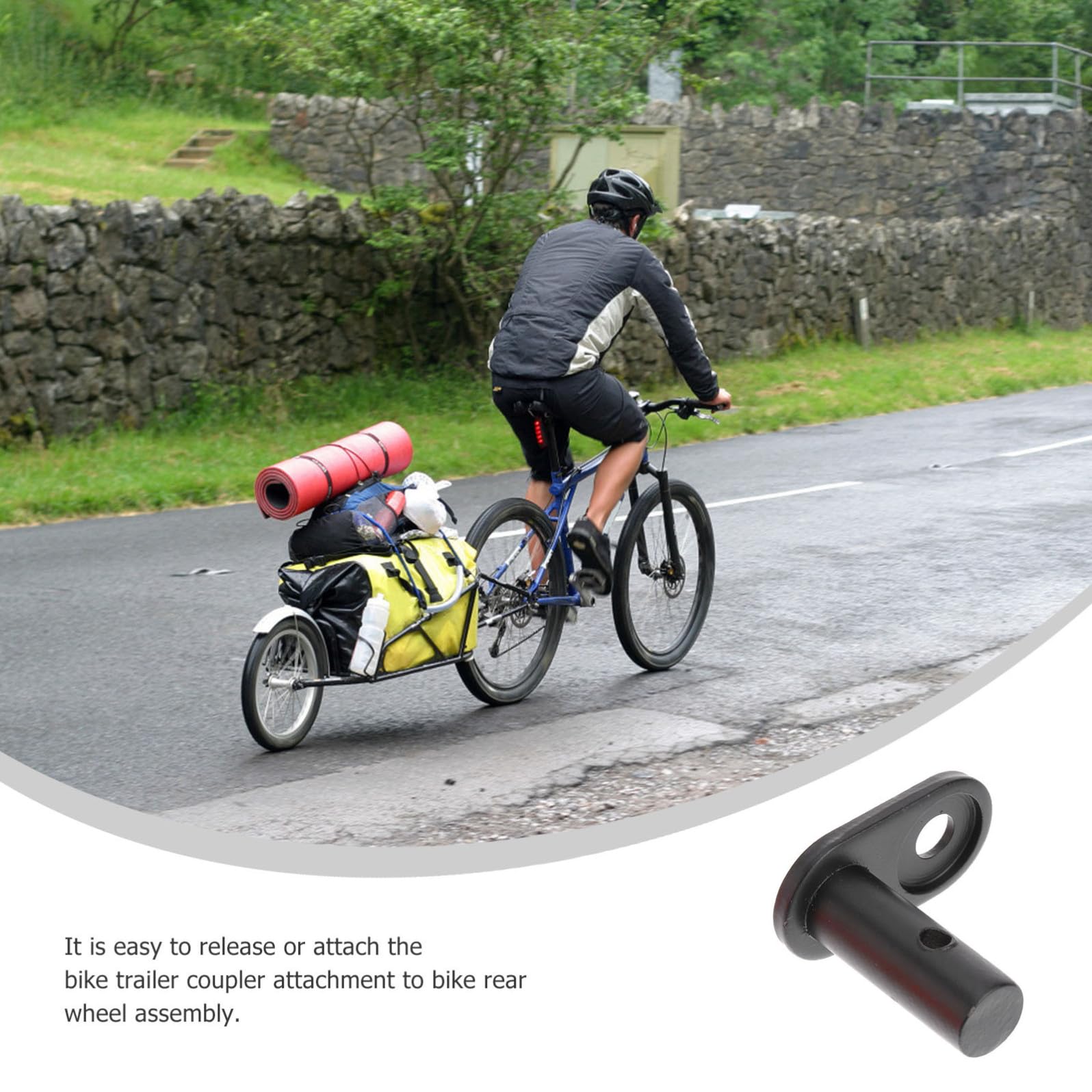 Attacco Rimorchio Bicicletta Acciaio Nero per Carrello Porta Bimbi Accessori Bici