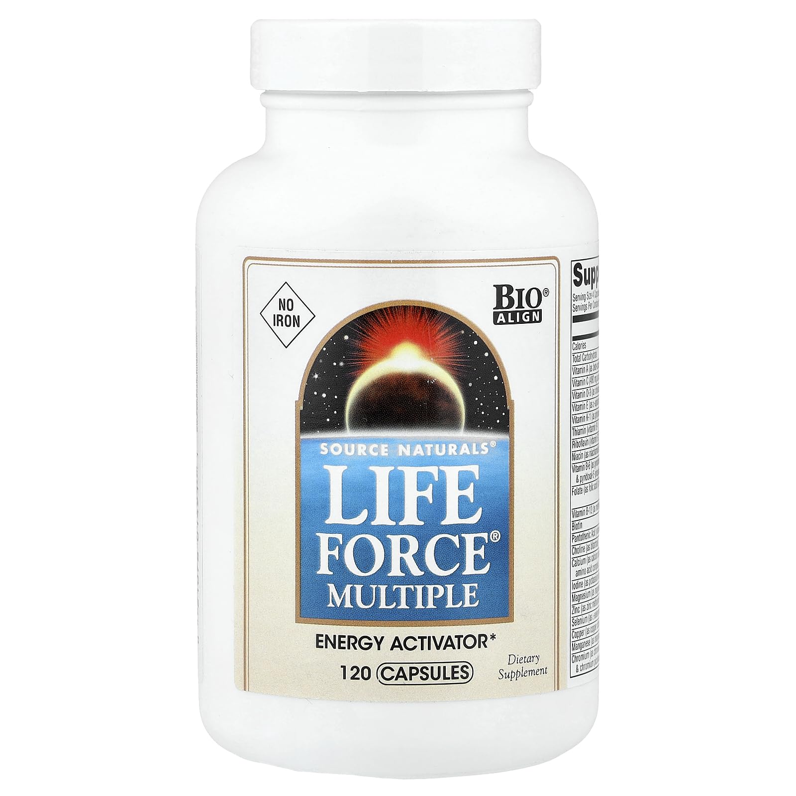 Source Naturals Life Force Multiple Iron Free Daily Multivitamin High Potency Essential Vitamins, Minerals, Antioxidants & Nutrients - Energy & Immune Boost - 120 Capsules