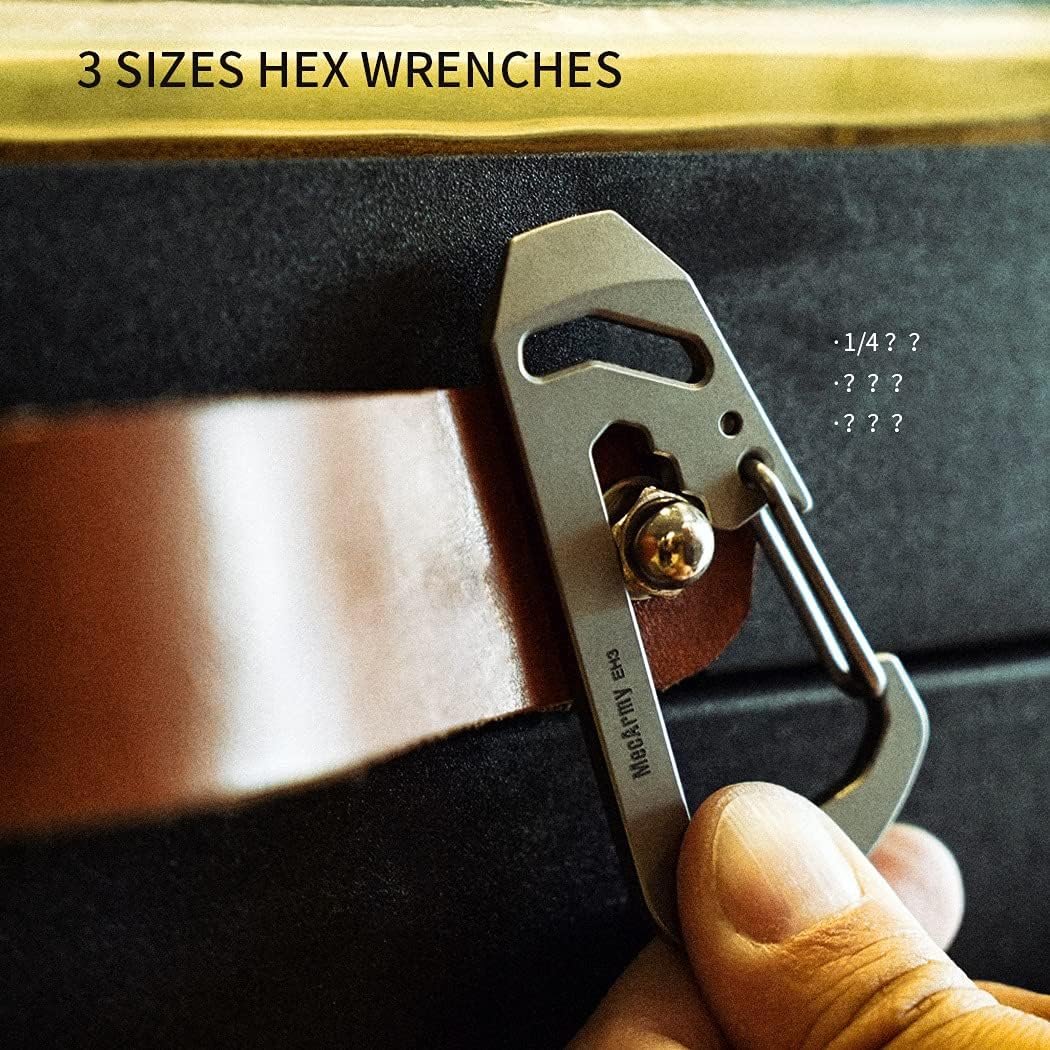 Mecarmy EH3 Titanium EDC Keychain Carabiner Multitool with Pry Bar/Hex Wrenches/Bottle Opener, Quick Release Backpack Clasps Hook, Key Ring Clip