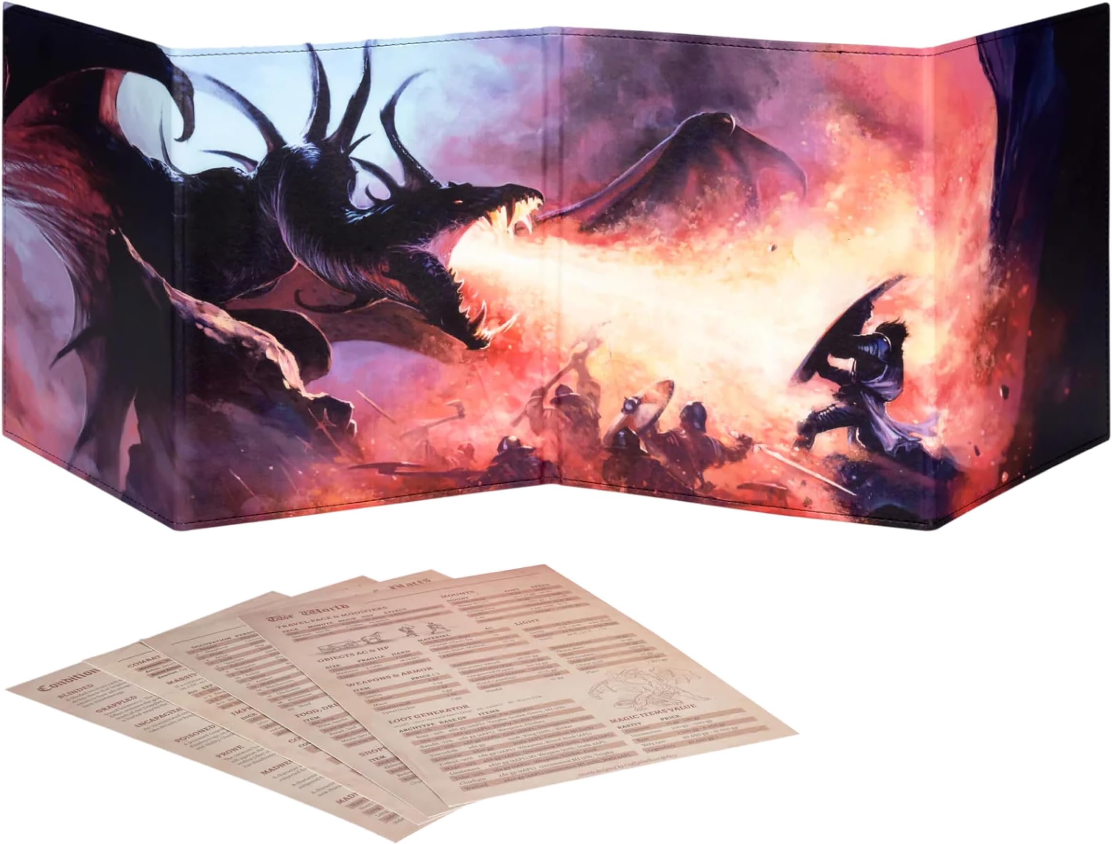 DND DM Screen 5e - D&D Dungeon Master Screen Full Color Print with Customizable Inserts - Dungeons and Dragons GM/Game Master Accessories Gift for Man or Woman. Hide Your Dice Rolls, Maps & Books.