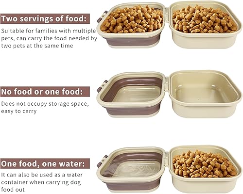 Miniatura 10 de Cuenco de agua plegable para perros, cuenco portátil para perros para viajes, alimentador de comida y agua para mascotas 2 en 1, cuencos de viaje