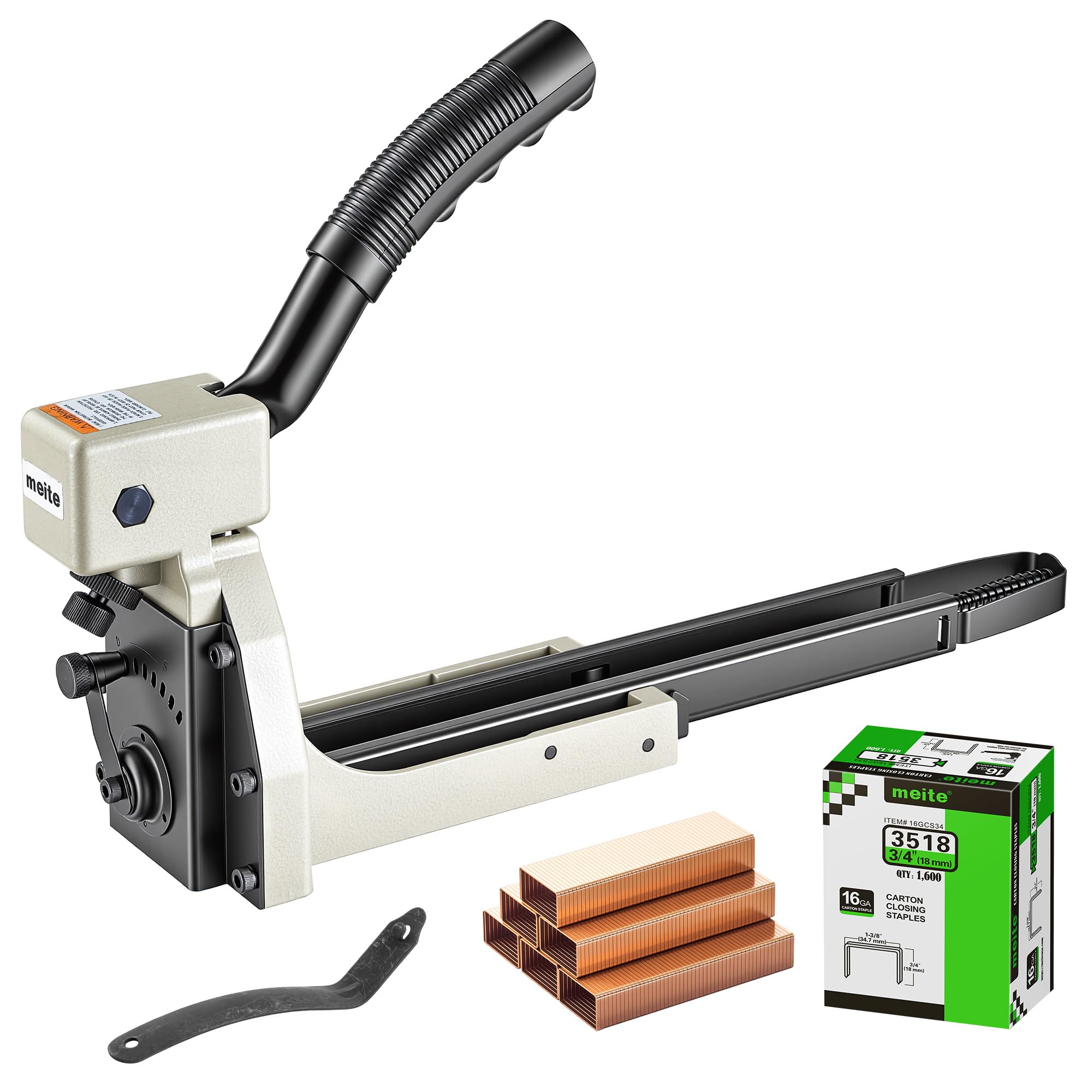 meite Agrafeuse Manuelle de Fermeture de Carton, Utilise des Agrafes pour Carton, Agrafeuse à Carton pour Carton Ondulé (Agrafeuse 18 mm avec agrafes)