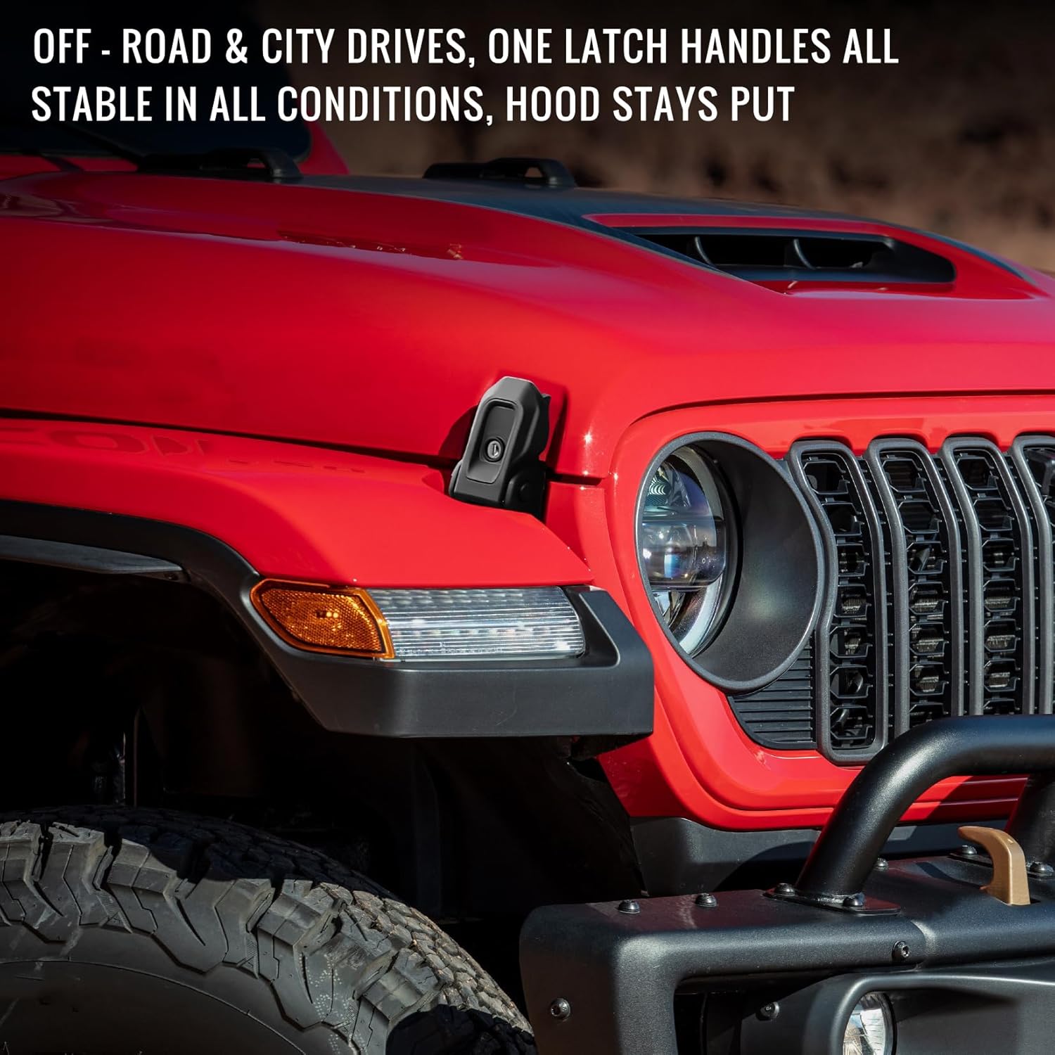 Hood Latches Compatible with Jeep Wrangler JL/JLU 2018-2024 & Gladiator JT 2020-2024 | Anti-Rattle Weather-Resistant Hood Lock Catch Bracket Accessories - 2PCS