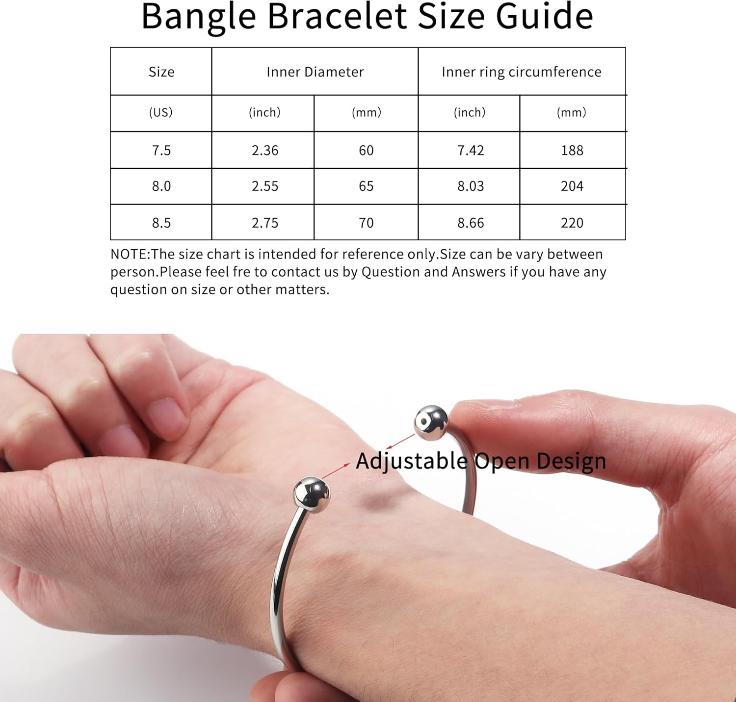 Linsoir beads Stainless Steel Adjustable Bangle Bracelets for Women Gold/Silver/Rhodium Plated Simple Bangles Bracelets 3mm Stacking Open Cuff Bangles Set 2 Pcs/lot Gifts Jewelry - Image 3