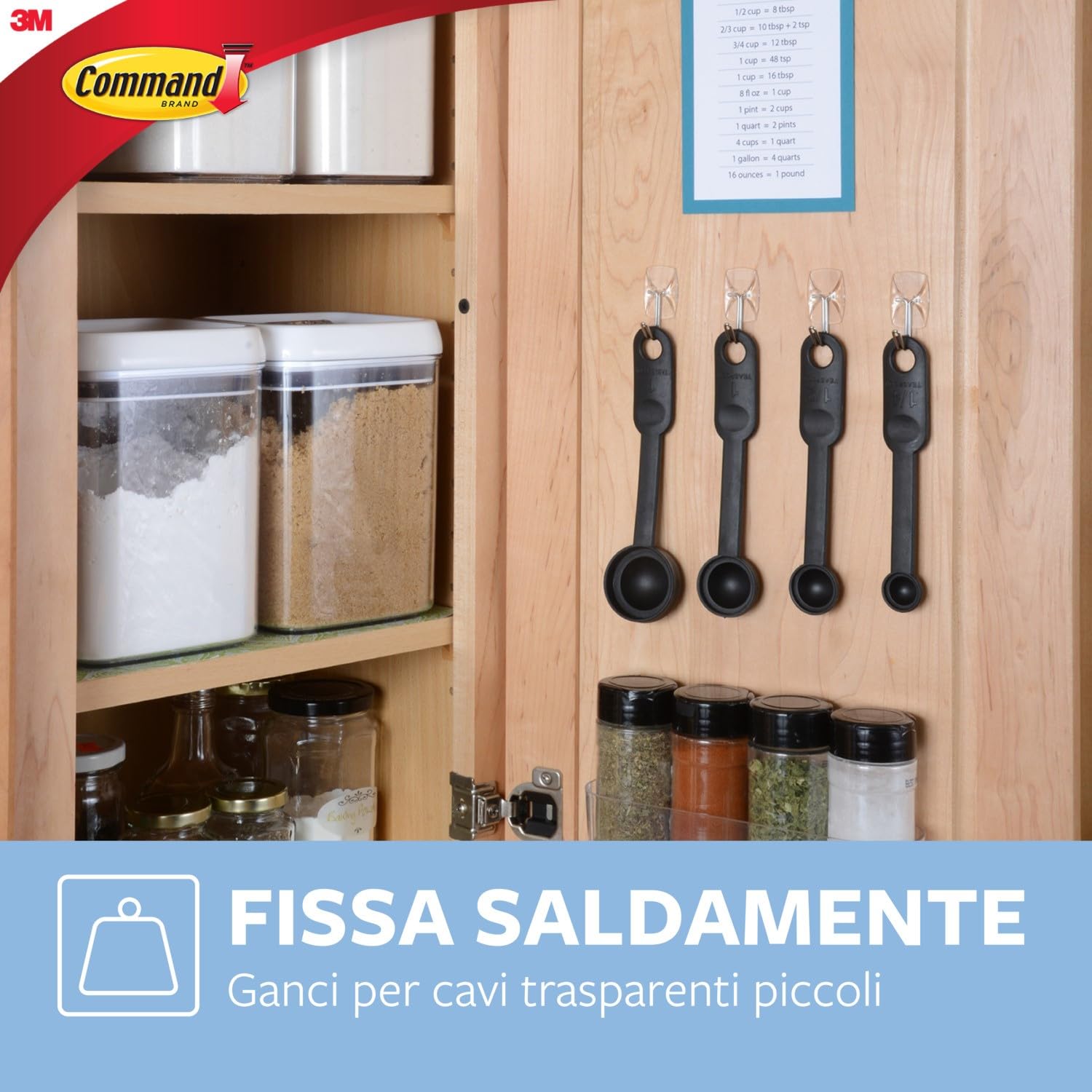 Command Ganci Medi Trasparenti Adesivi, 10 Ganci con Punta Metalica e 12 Strisce - Accessori Salvaspazio senza Forare il muro
