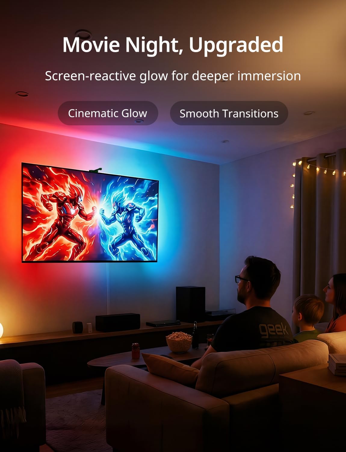 Ailofy TV Backlight with Camera, Color Changing 16.4ft LED Strip Lights Behind the Monitor, Full-Screen Sync to 75-85 inch TVs for Movie, Game&Music, Work with Alexa&Google Assistant, App Control