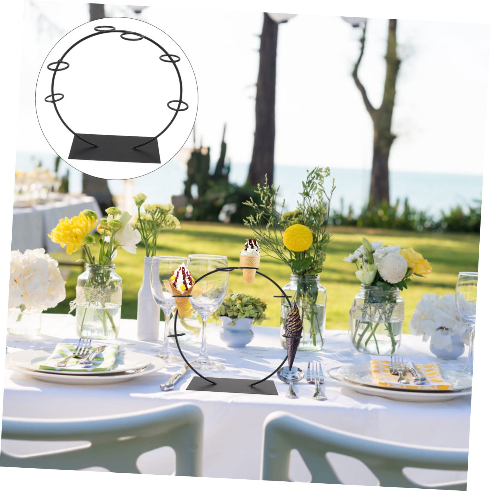 SHOWERORO 1pezzi Espositore Per Coni Elegante Con Base Piatta Supporto Per Dessert Da Matrimonio Slot Per Coni Design Unico e Stabile Per Eventi e Feste